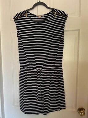 Michael Kors navy and white striped casual dress